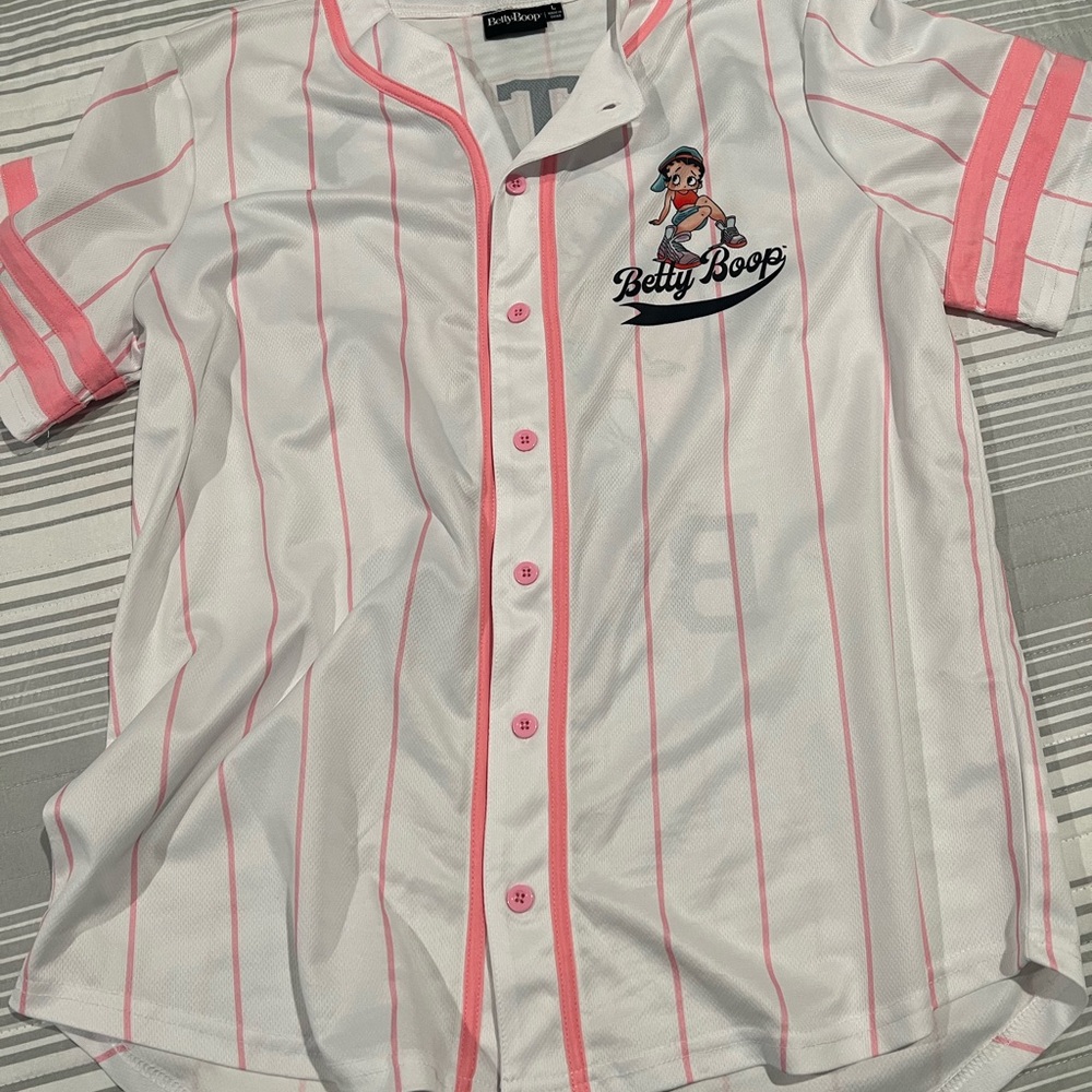 Betty Boop Pink and White Baseball Jersey Shirt